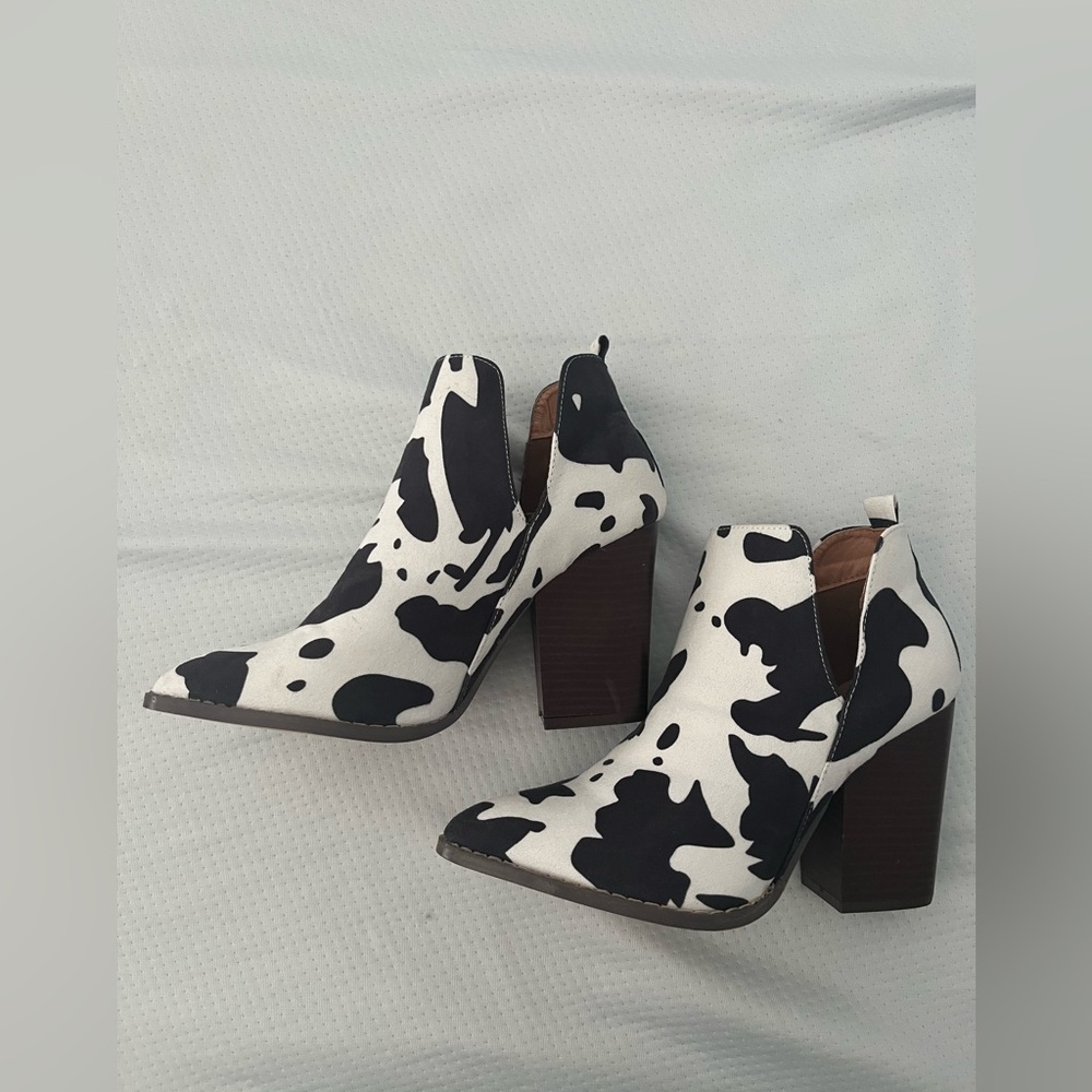 Cow print boots